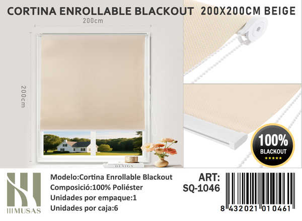 CORTINA ROLLER BLACKOUT 200X200CM - 1