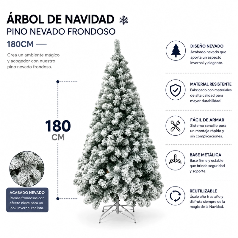 ARBOL DE NAVIDAD PINO NEVADO FRONDOSO 180 CM SDS53 - 1