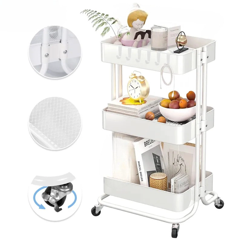 ESTANTE ORGANIZADOR CARRO PLEGABLE MULTIUSO 3 NIVELES - 1