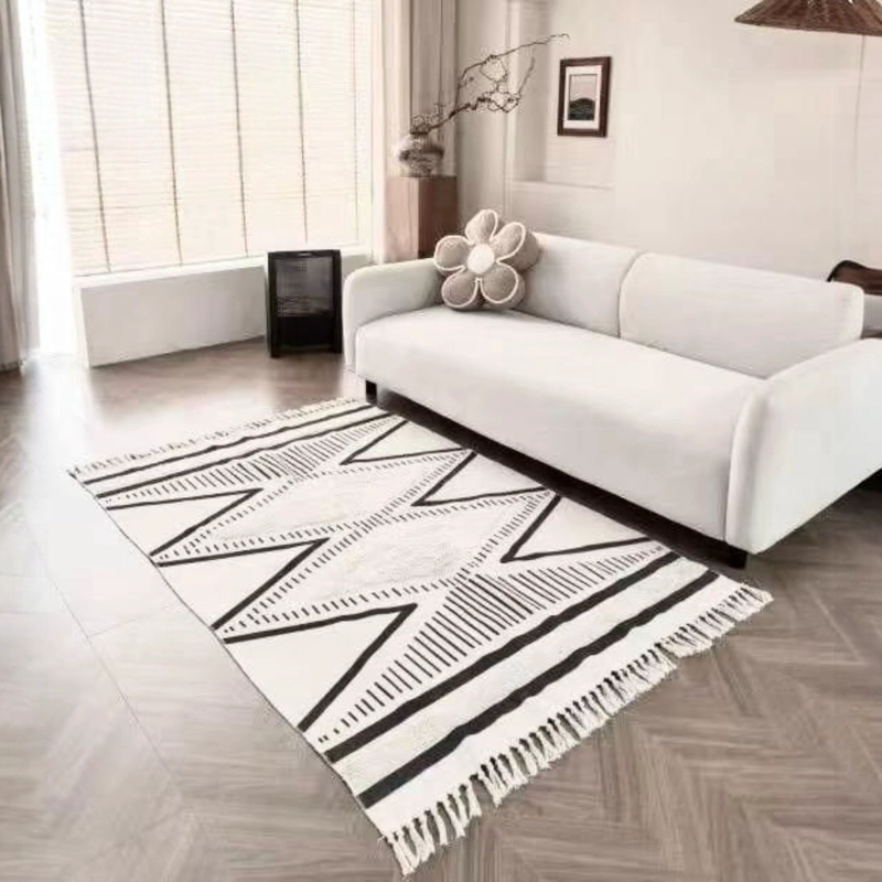 ALFOMBRA DE LINO Y ALGODON DE ESTILO BOHEMIO120X180CM - 1