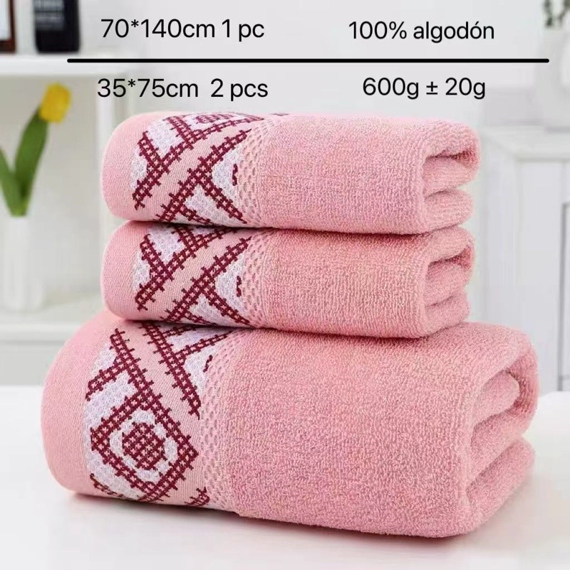 SET DE 3 TOALLAS 100% ALGODON CON DETALLES BORDADOS - 1
