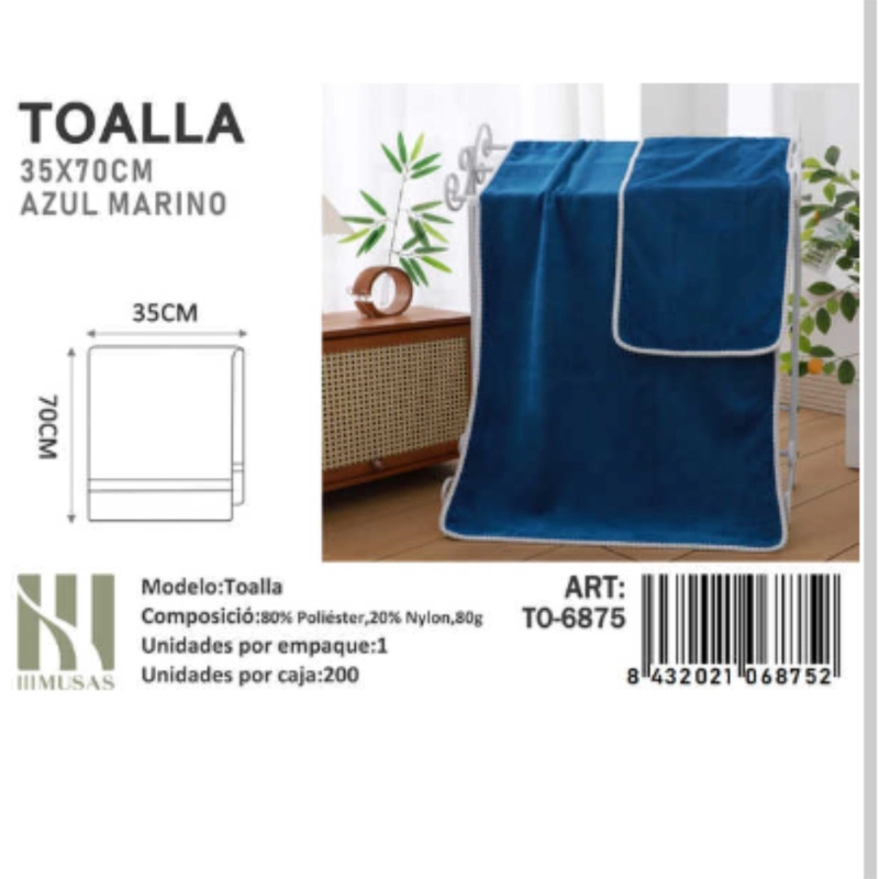 TOALLA DE MICROFIBRA SUAVE 35X70CM IMUSSA - 1