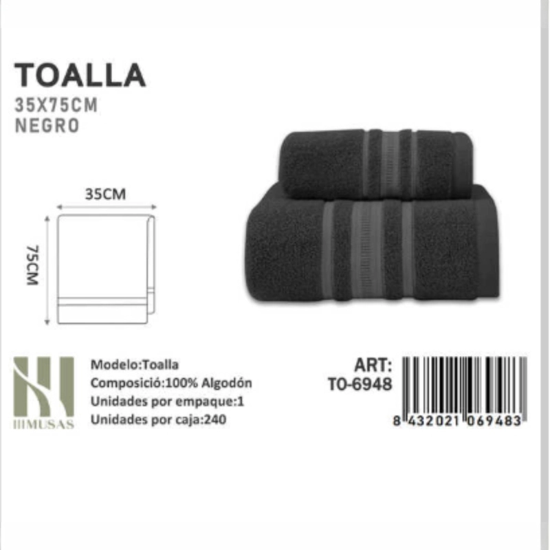 TOALLA DE BAÑO GRANDE 100% ALGODON IMUSSA 35X75CM - 1