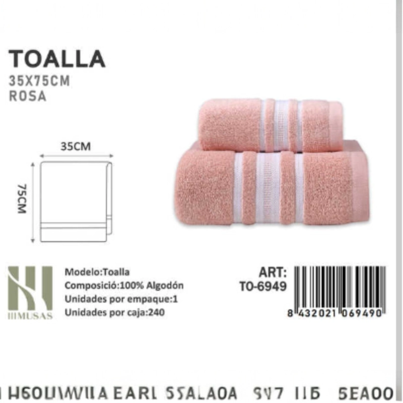 TOALLA DE BAÑO GRANDE 100% ALGODON IMUSSA 35X75CM - 1