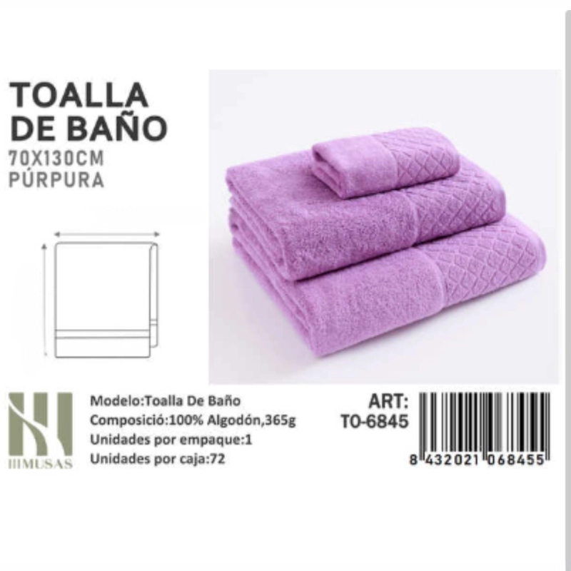 TOALLAS 100% ALGODON CON DETALLES BORDADOS 70X140CM - 1