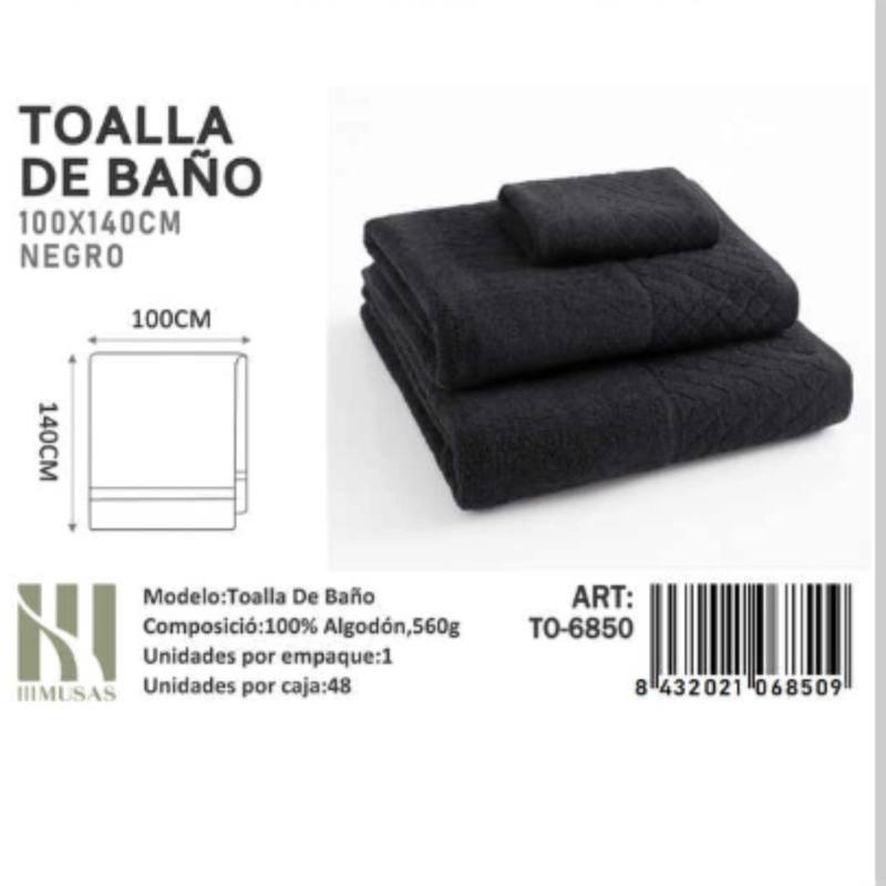TOALLAS 100% ALGODON CON DETALLES BORDADOS 100X140CM - 1