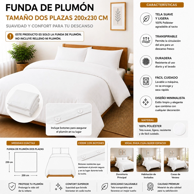 FUNDA DE PLUMON ROUSS 2 PLAZAS - 1