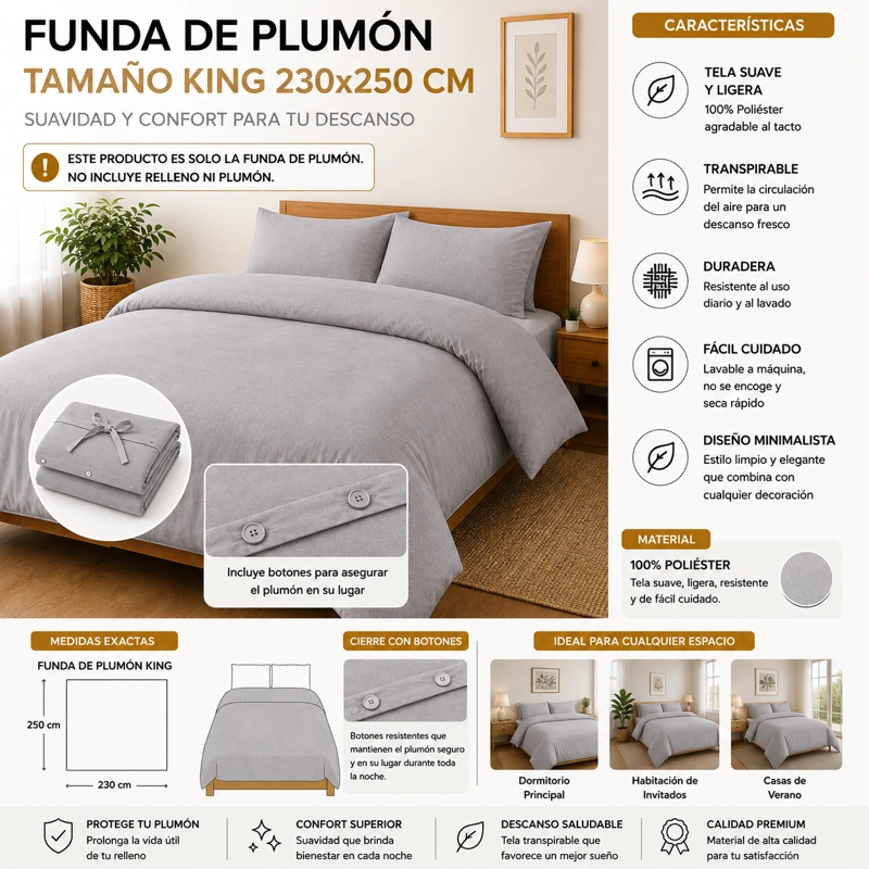 FUNDA DE PLUMON ROUSS 2 PLAZAS - 1