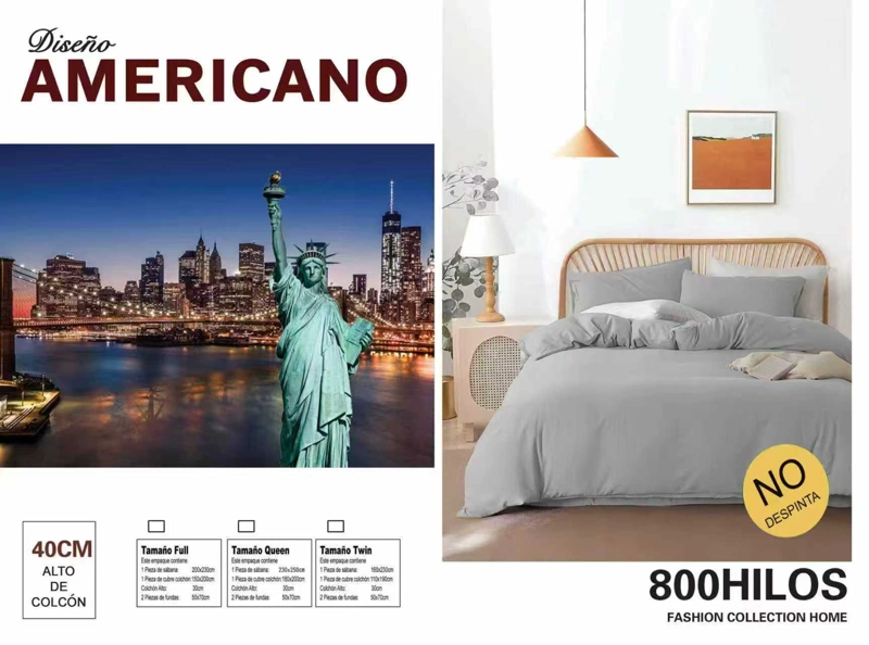 JUEGO DE SABANAS 2P ALGODON 800 HILOS MODELO AMERICANO - 1