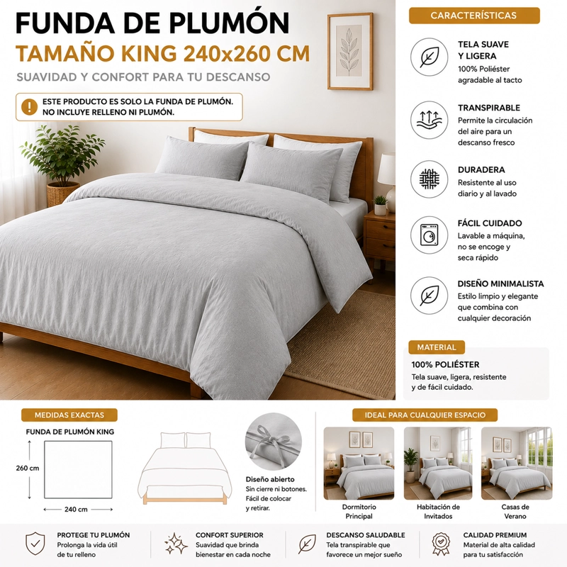 FUNDA DE PLUMON ROUSS TAMAÑA KING - 1