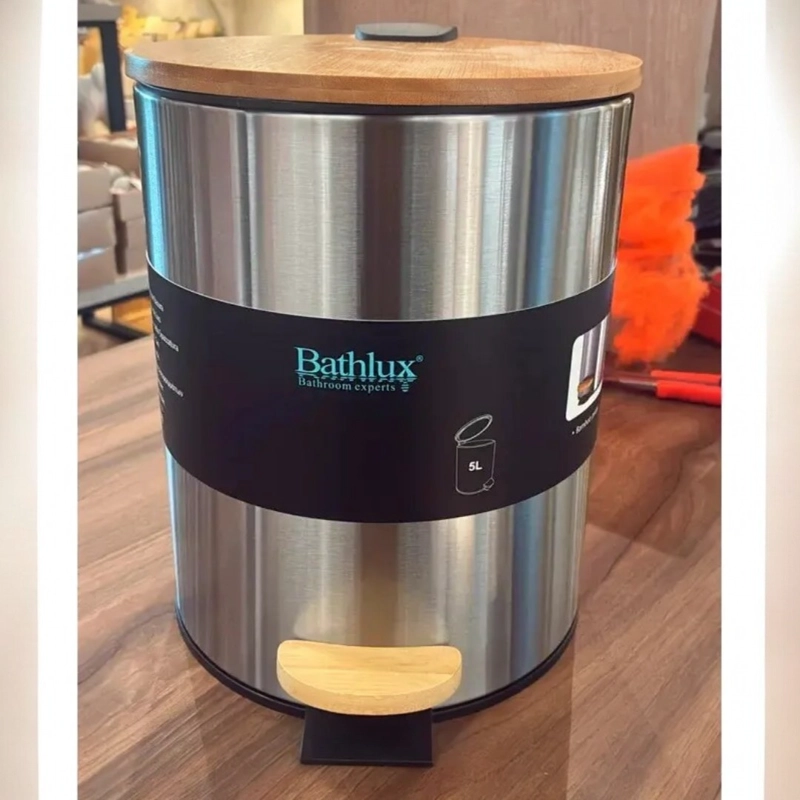CUBO DE BASURA DE ACERO INOXIDABLE 5 LITROS BASURERO HOGAR - 1