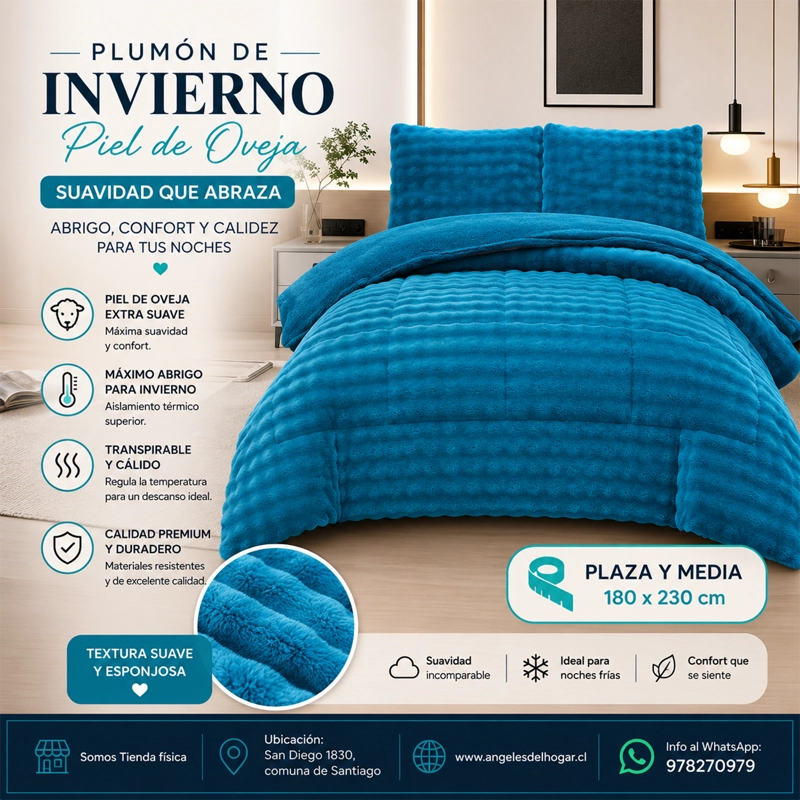 PLUMON DE INVIERNO IMITACION PIEL DE OVEJA PLAZA Y MEDIA - 2