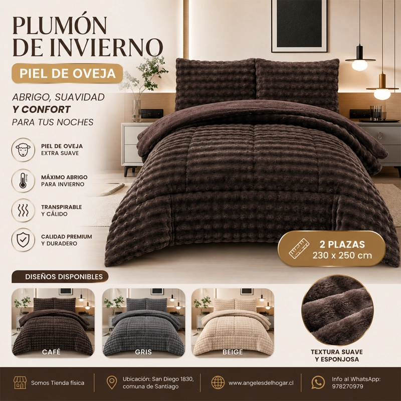 PLUMON DE INVIERNO IMITACION PIEL DE OVEJA 2 PLAZAS - 2