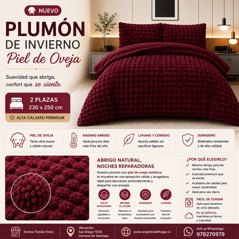 PLUMON DE INVIERNO IMITACION PIEL DE OVEJA 2 PLAZAS - 2