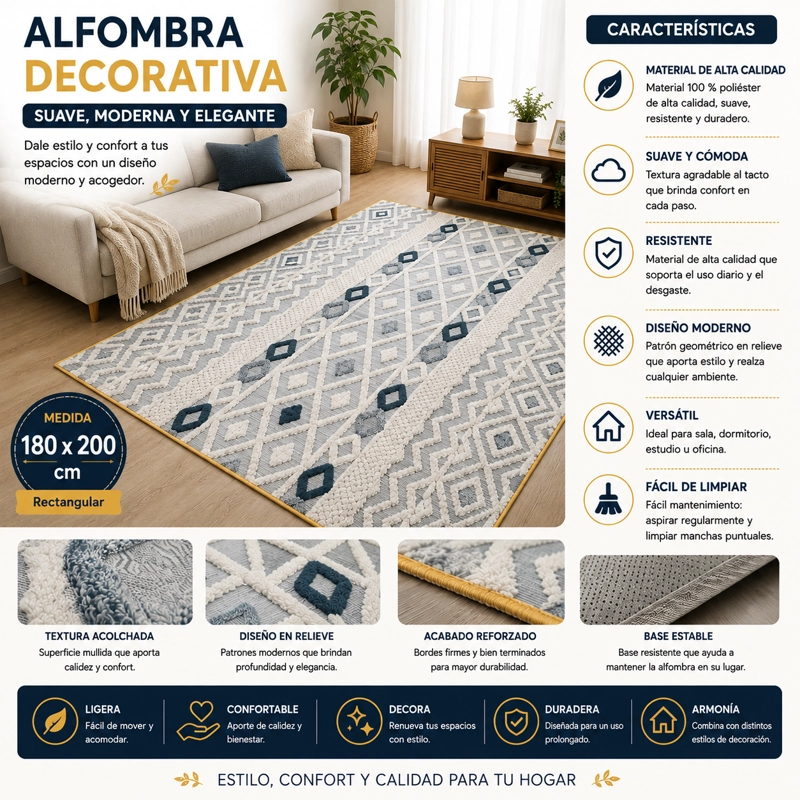 ALFOMBRA JACQUARD DE ALGODON 180X200 CM - 1
