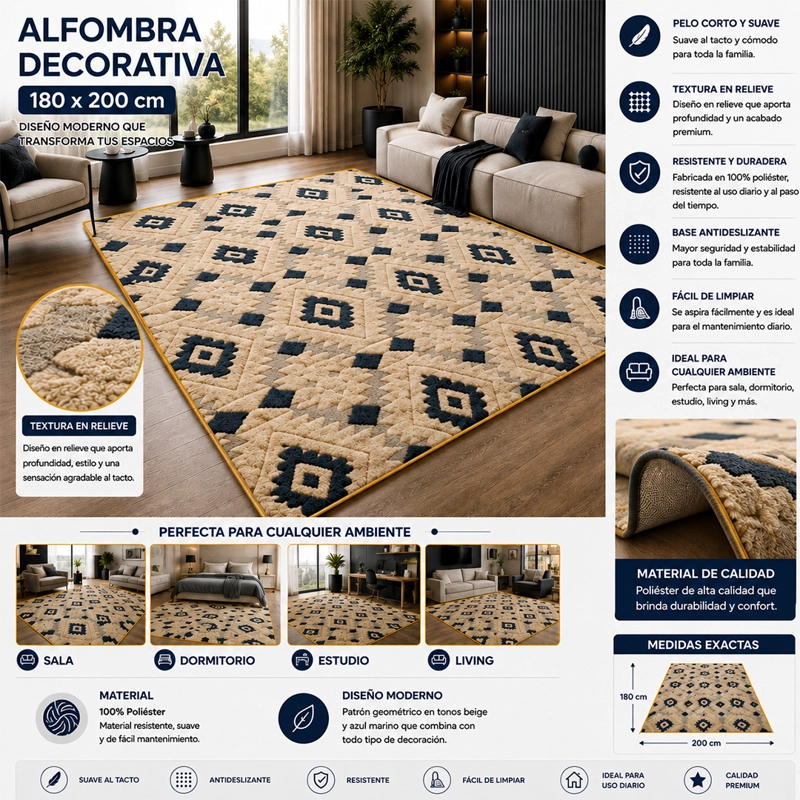 ALFOMBRA JACQUARD DE ALGODON 180X200 CM - 1