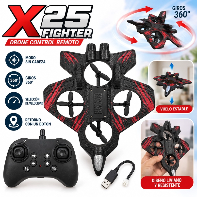 DRONE X25 FIGHTER 360 CON CONTROL REMOTO - 2