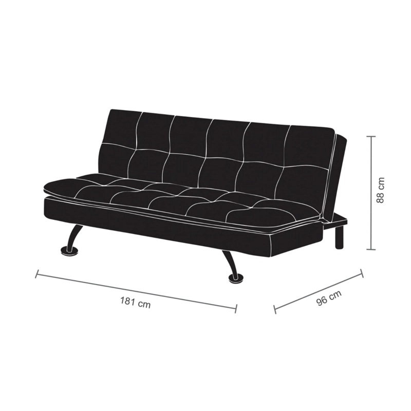 FUTÓN MDESIGN 3 CUERPOS NEGRO LORENZO 181X88X96 CM - 4