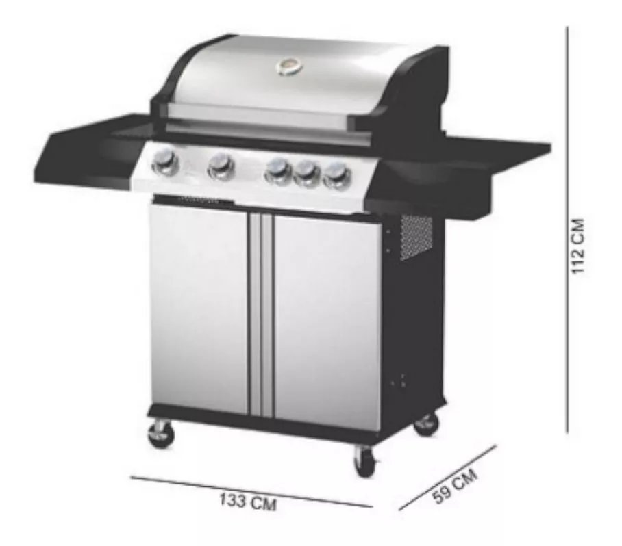 PARRILLA A GAS 4 QUEMADORES + LATERAL ABERDEEN BEEF MAKER - 2