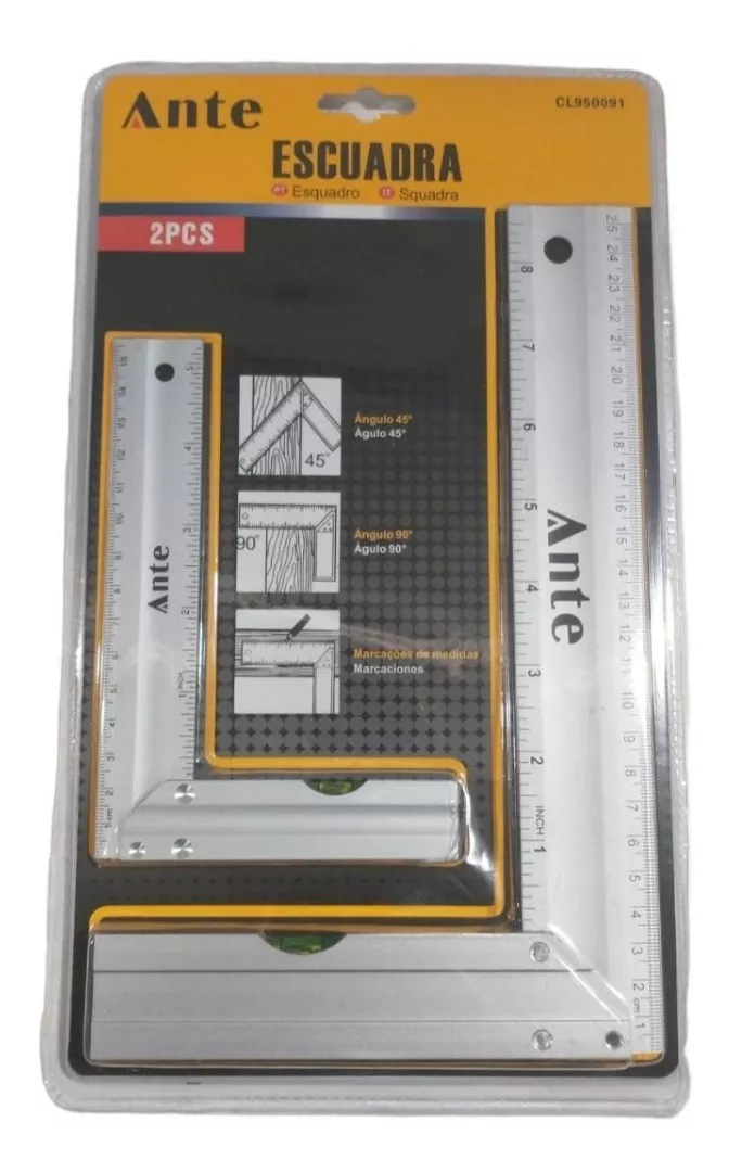 PACK 2 ESCUADRAS CON NIVEL+ PACK JUEGO LLAVE TORX 9 PIEZAS - 2