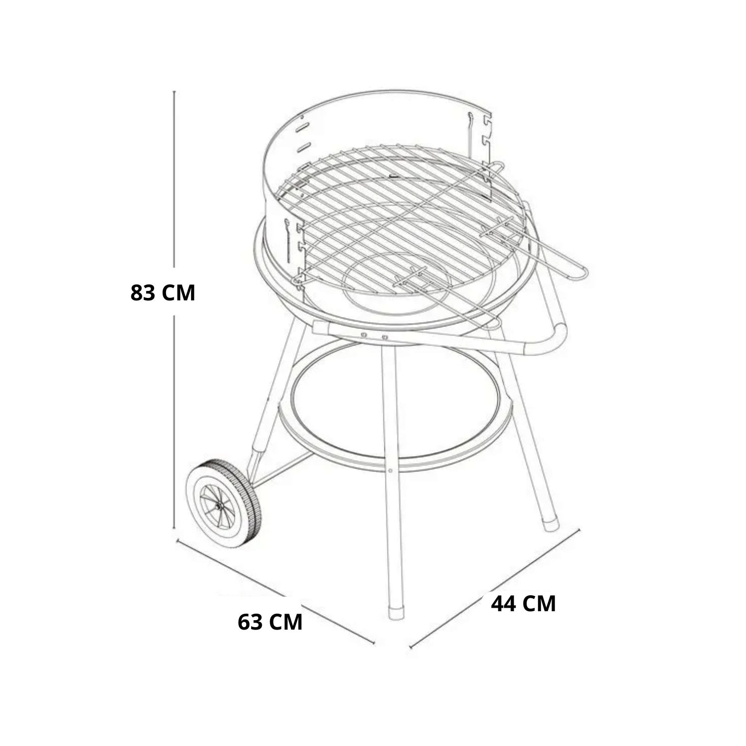 PARRILLA A CARBÓN 4 NIVELES - 83 X 63 X 44 CM - 4