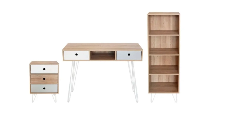 ESCRITORIO + CAJONERA + LIBRERO MILLIE NATURAL M+DESIGN - 2