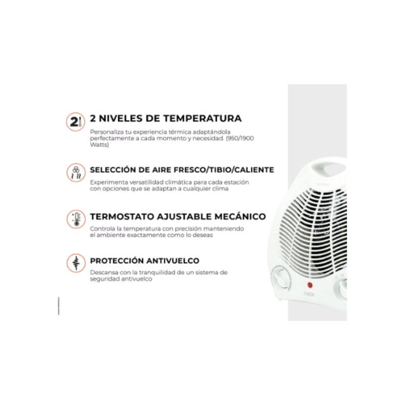 TERMOVENTILADOR  1900W  BLANCO - NEX - 4