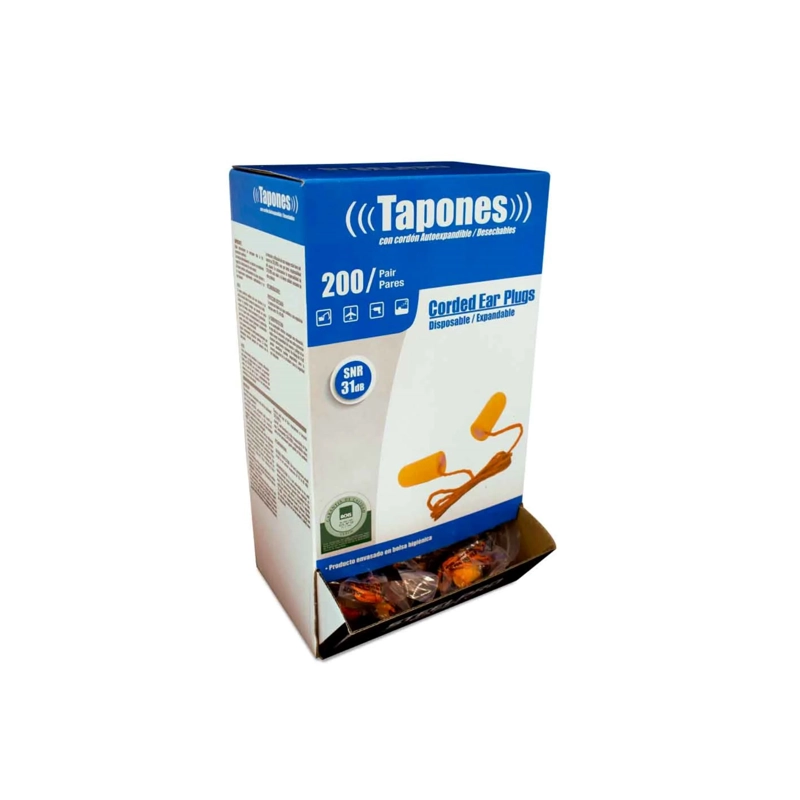 TAPON AUDITIVO DESECHABLE CON CORDON 200 PARES – STEELPRO - 1