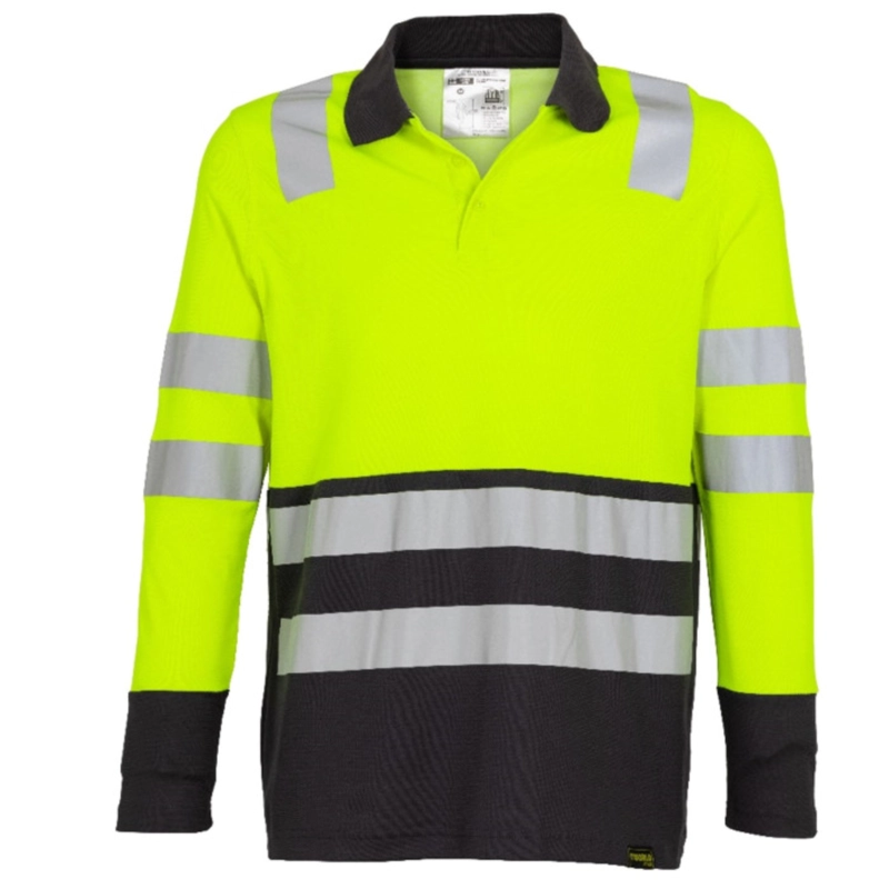 POLERA ALTA VISIBILIDAD BI COLOR MANGA LARGA HOMBRE  - T - WORDL - 1