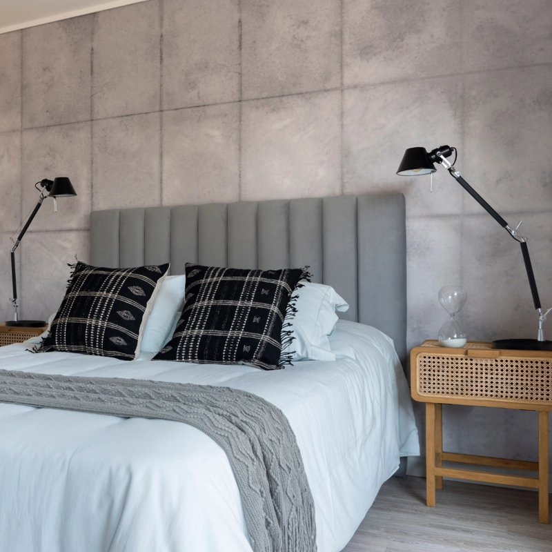 RESPALDO DE CAMA - MODELO TUBULAR - TAMAÑO SUPER KING - VELVET BEIGE - 3