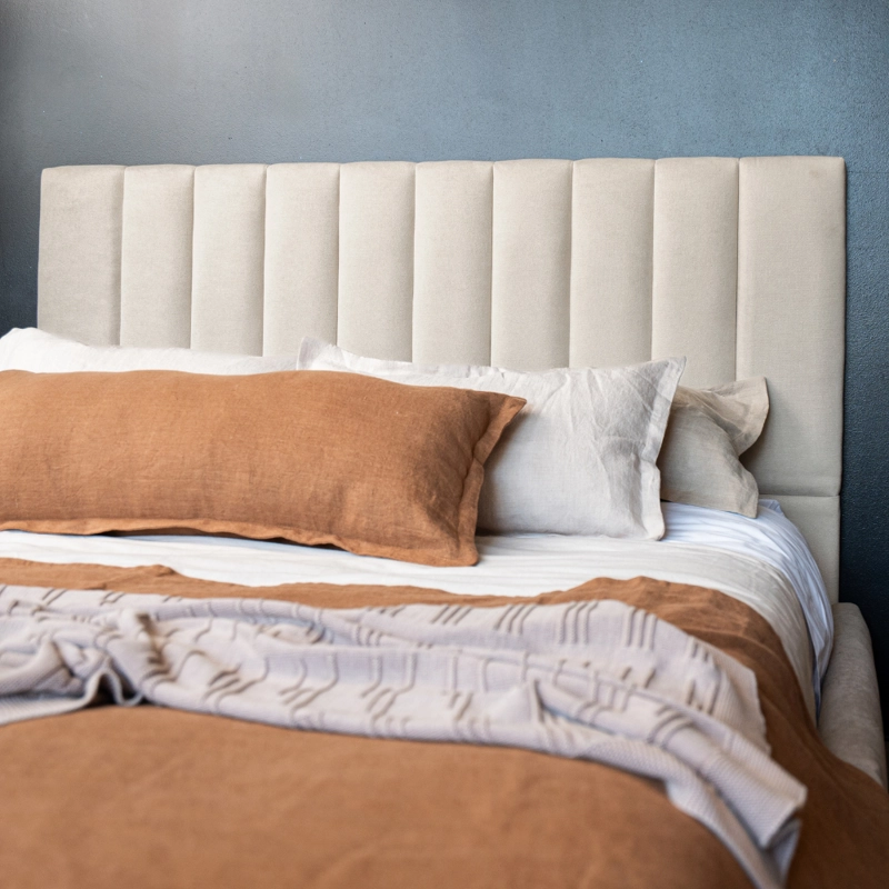 RESPALDO DE CAMA - MODELO TUBULAR - 2 PLAZAS - VELVET BEIGE - 2