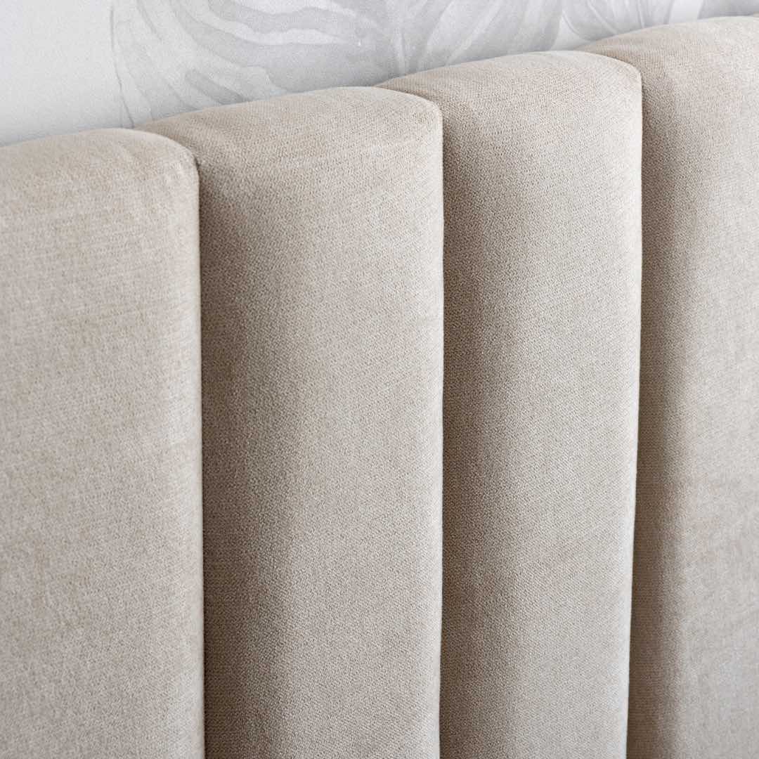 RESPALDO DE CAMA - MODELO TUBULAR - 2 PLAZAS - VELVET BEIGE - 4