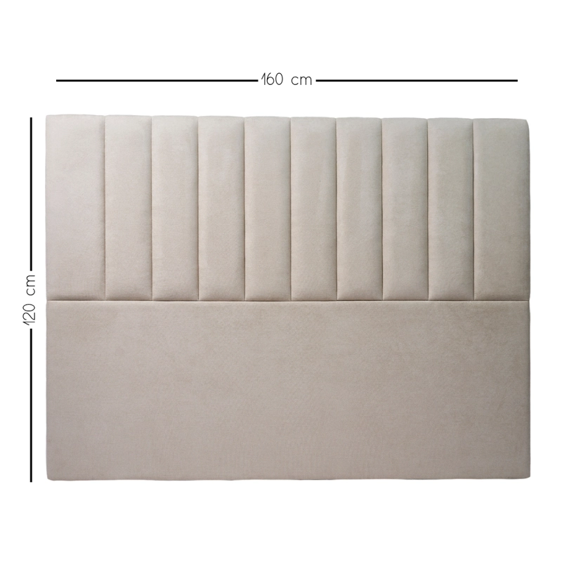 RESPALDO DE CAMA - MODELO TUBULAR - 2 PLAZAS - VELVET BEIGE - 4