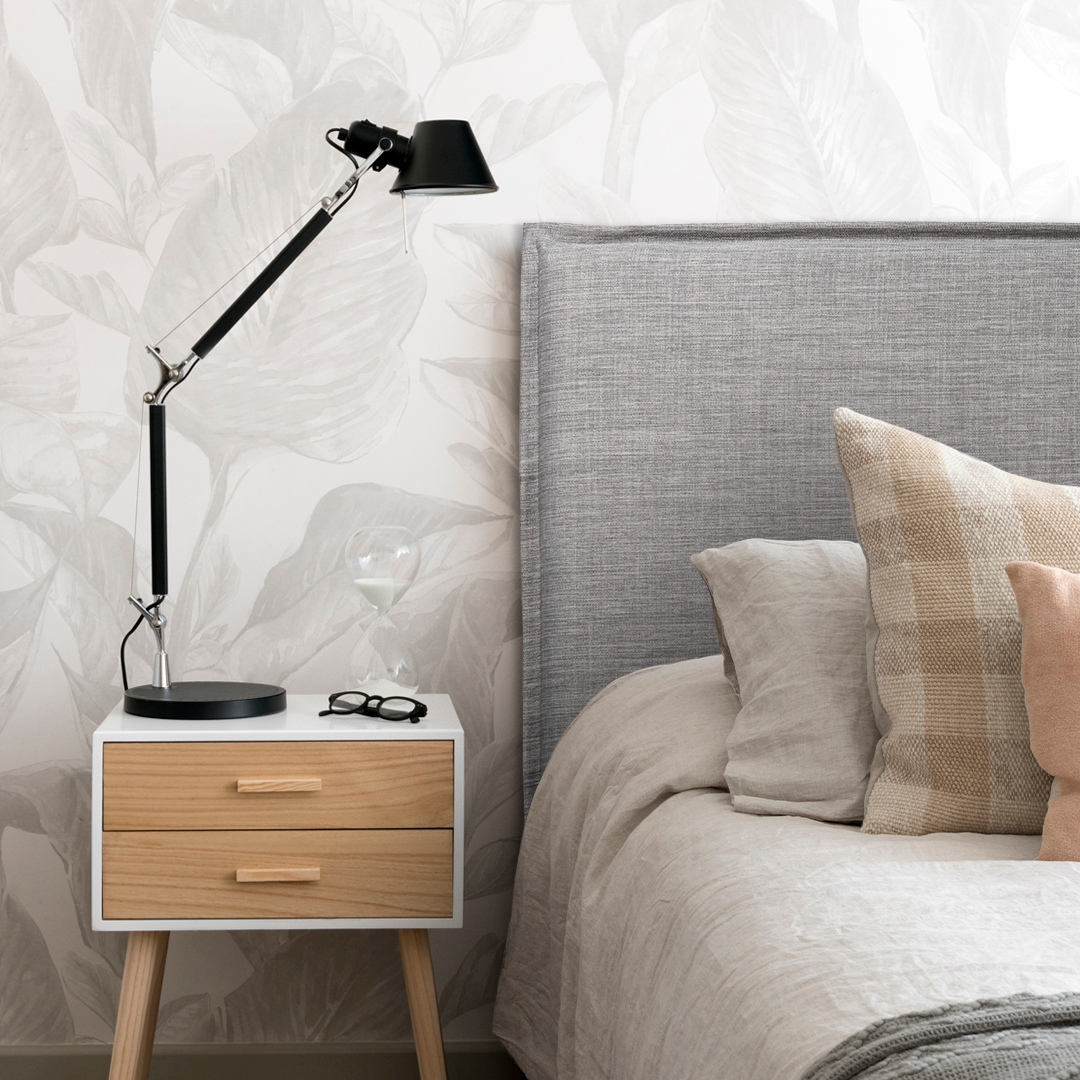 RESPALDO KABECEROS CAMA PESTAÑA TUCUMÁN 1.5 PLAZAS LINO GRIS + FUNDA LAVABLE - 1