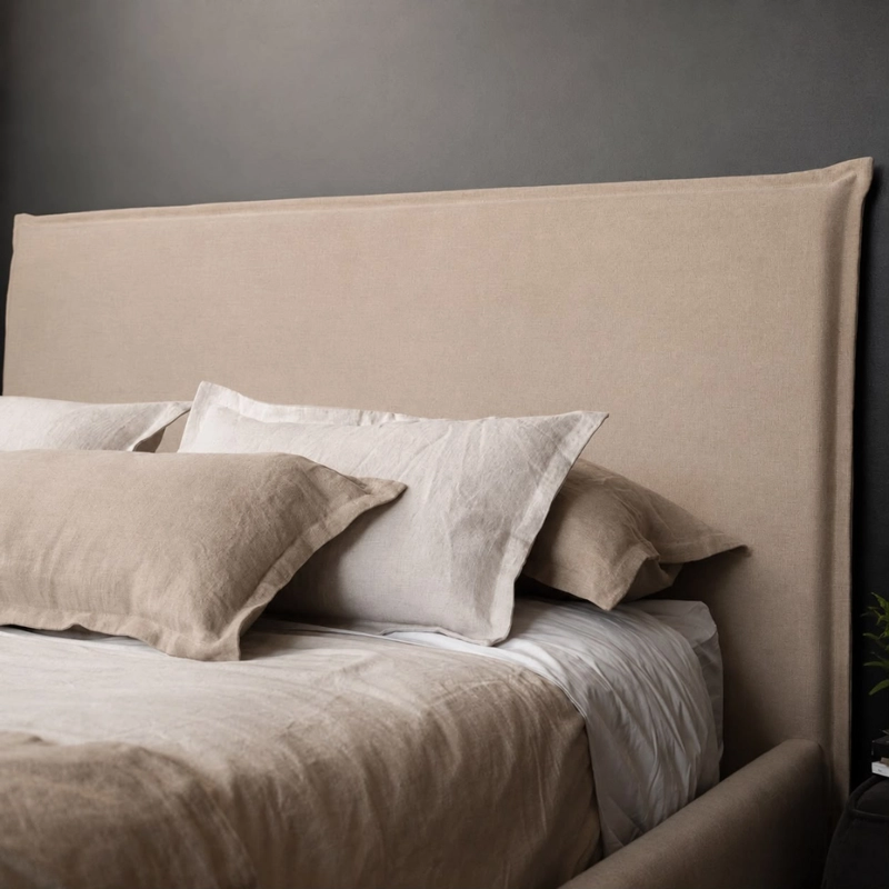 RESPALDO KABECEROS CAMA PESTAÑA BAHÍA KING LINO BEIGE + FUNDA LAVABLE - 2