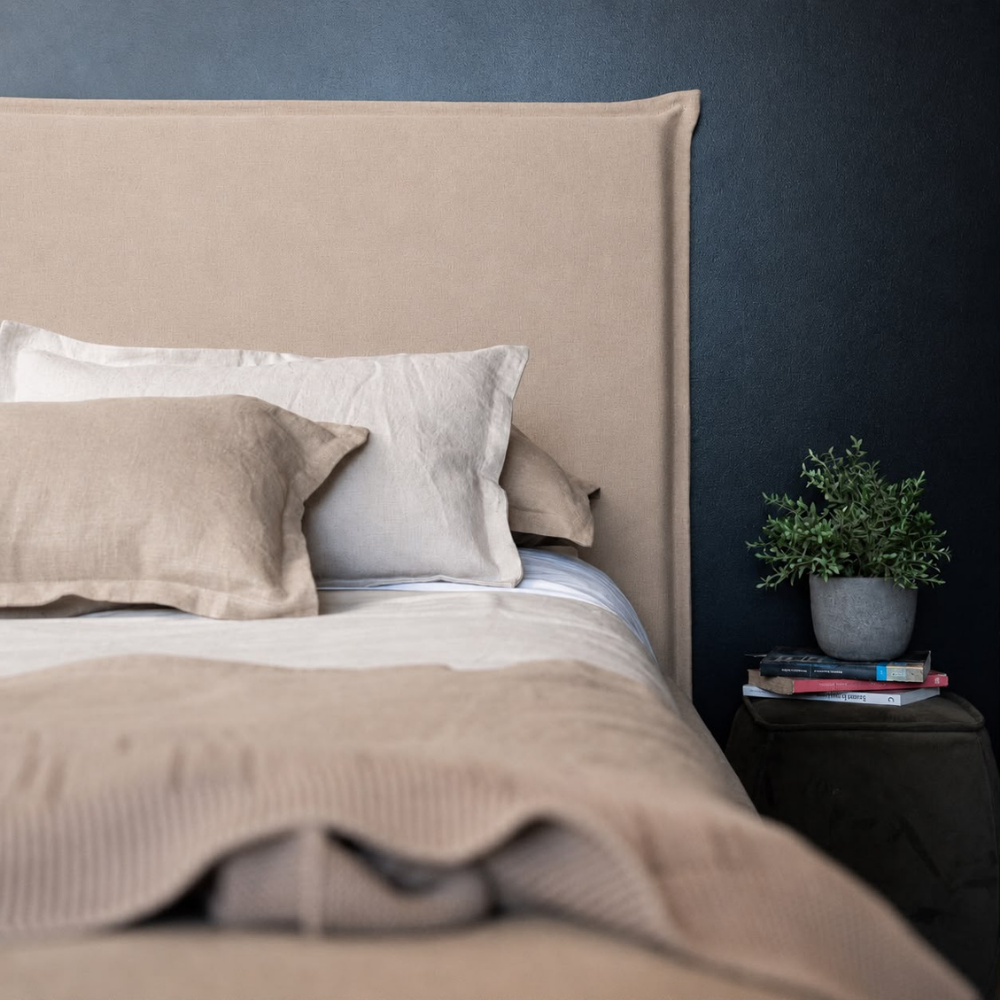 RESPALDO KABECEROS CAMA PESTAÑA BAHIA 1.5 PLAZAS LINO BEIGE + FUNDA LAVABLE - 1