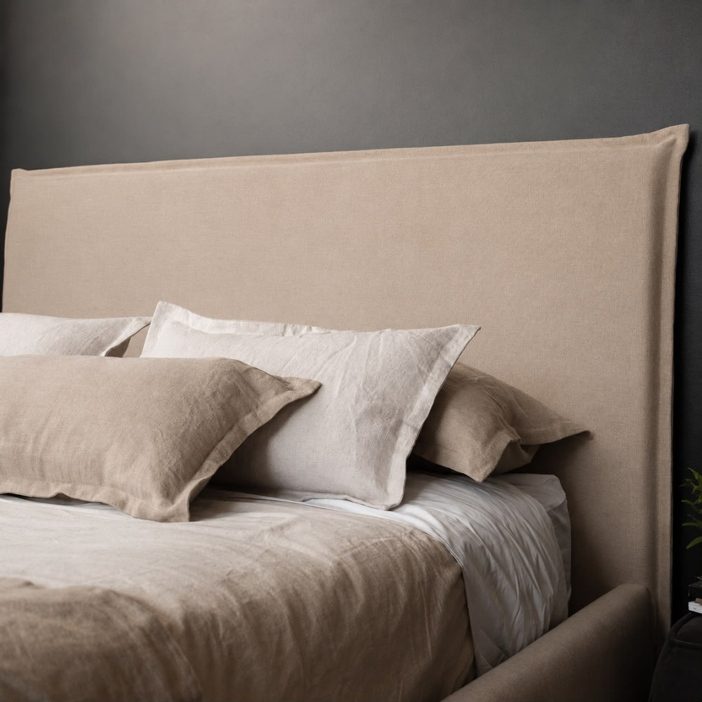 RESPALDO KABECEROS CAMA PESTAÑA BAHIA 1.5 PLAZAS LINO BEIGE + FUNDA LAVABLE - 2