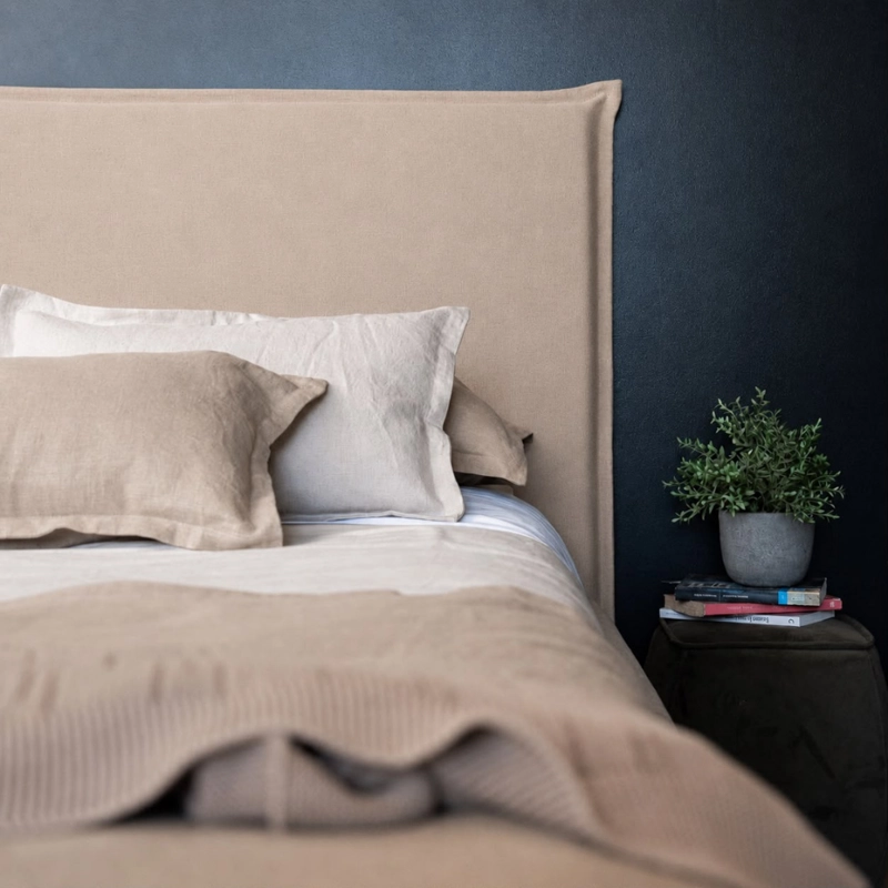 RESPALDO KABECEROS CAMA PESTAÑA BAHÍA 1 PLAZA LINO BEIGE + FUNDA LAVABLE - 1