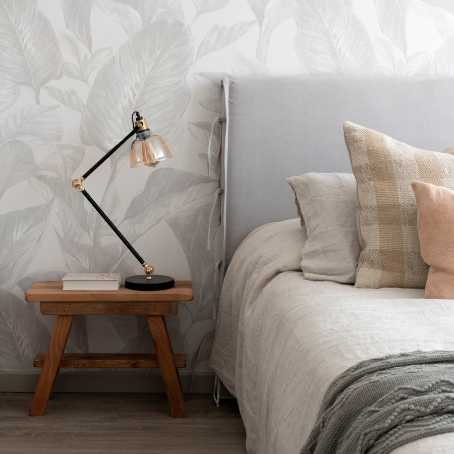 RESPALDO DE CAMA - 1.5 PLAZAS - CON FUNDA LAVABLE - MODELO TIRAS - CALAFATE GRIS CLARO - 1