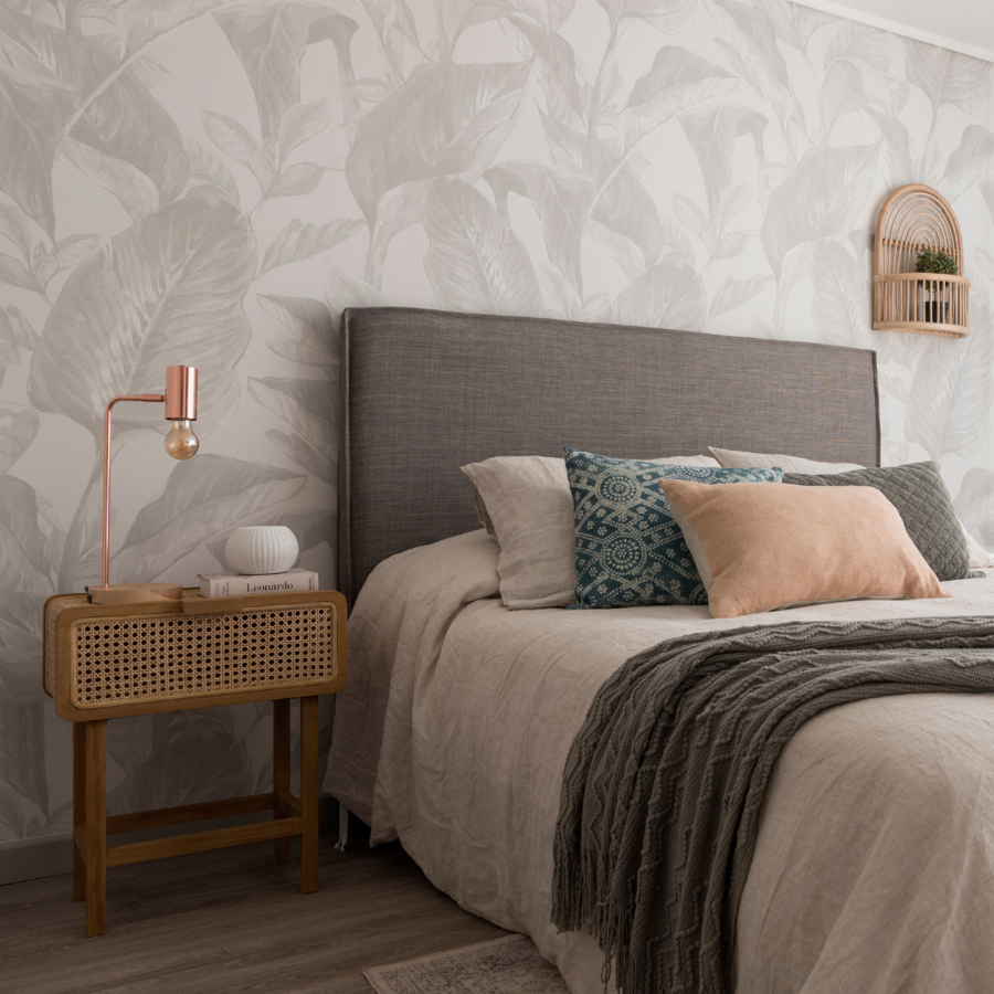 RESPALDO DE CAMA - 1.5 PLAZAS - CON FUNDA LAVABLE - MODELO FUELLE - TUCUMAN GRIS - 3