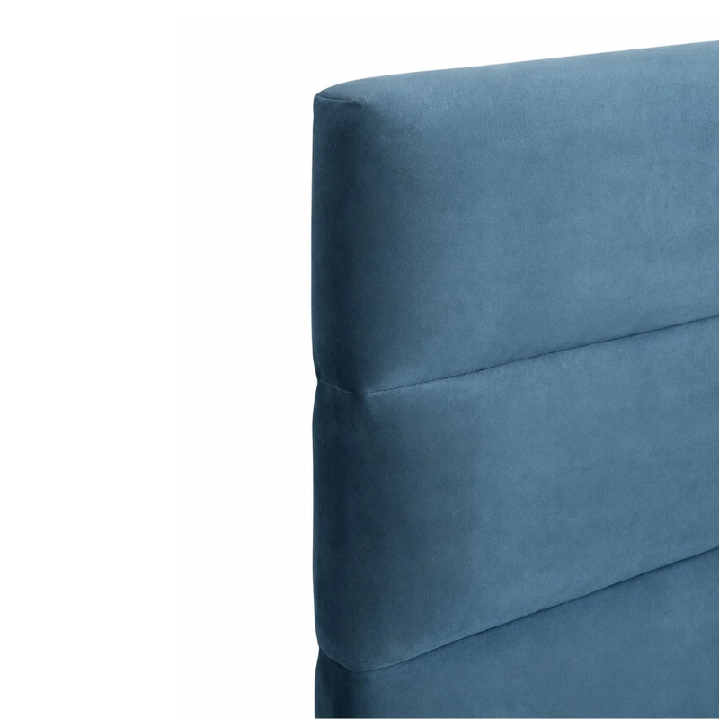 RESPALDO DE CAMA MODELO ROLLOS - 1,5 PLAZAS - FELPA AZUL PETROLEO - 3