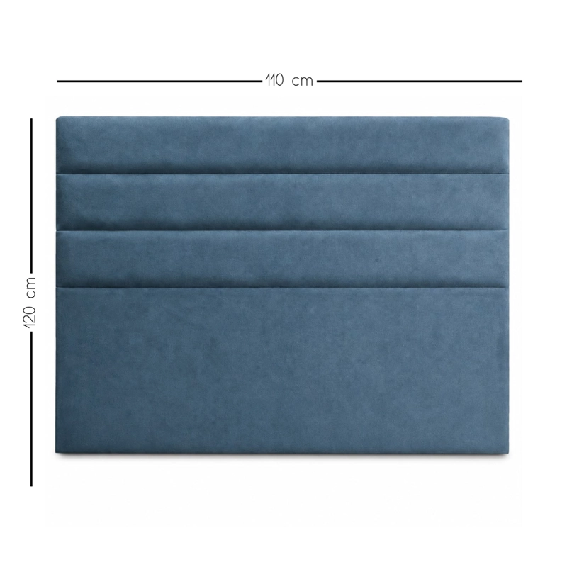 RESPALDO DE CAMA MODELO ROLLOS - 1,5 PLAZAS - FELPA AZUL PETROLEO - 4