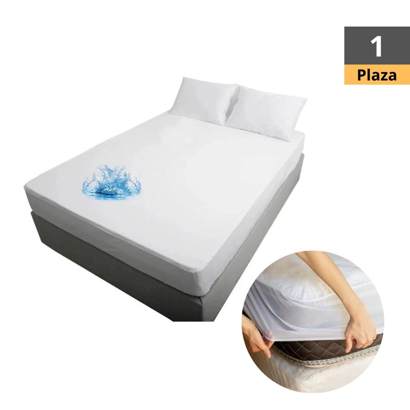 Protector Colchón 1 Plaza Impermeable Silencioso Extra Suave - 1