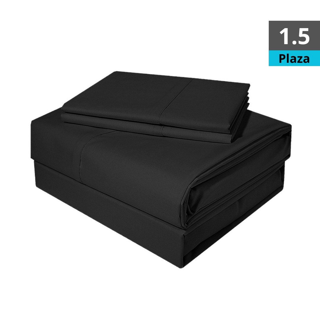 JUEGO DE SÁBANAS NEGRAS 1.5 PLAZAS - 1