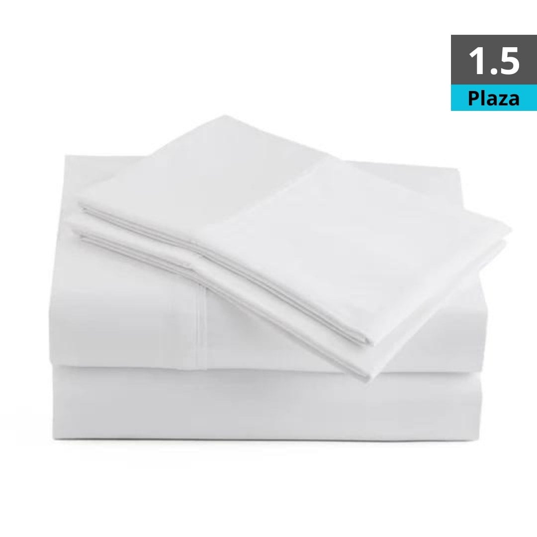 JUEGO DE SÁBANAS BLANCAS 1.5 PLAZAS - 1