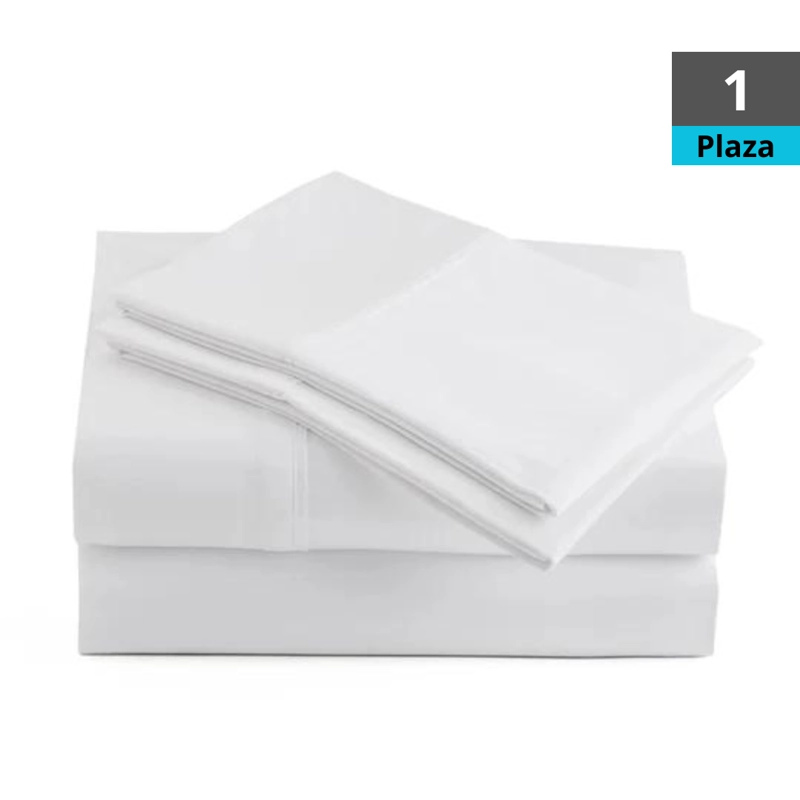 SET SABANAS 1 PLAZAS BLANCA LISO - 1