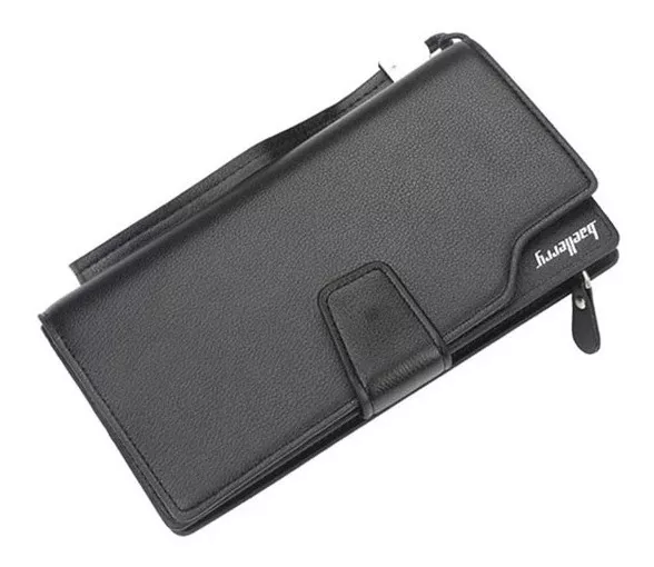 CHEQUERA DE CUERO PU LUJO BAELLERY CON BROCHE - 1