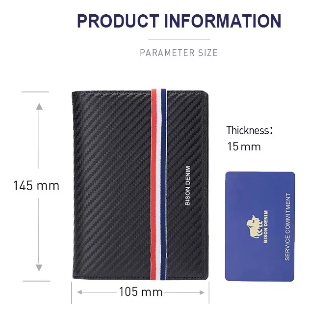 PORTAPASAPORTE LUXHER ELEGANTE BILLETERA GENUINO BISON DENIM CUERO - 3