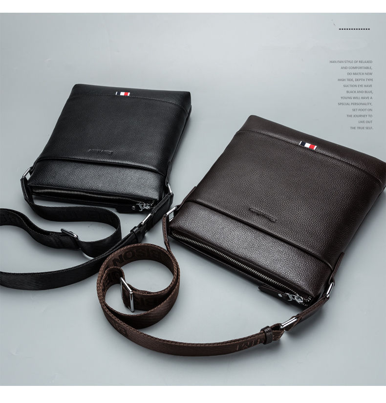 BOLSO BANDOLERA CUERO GENUINO LUJO BISON DENIM MOD MATES - 6