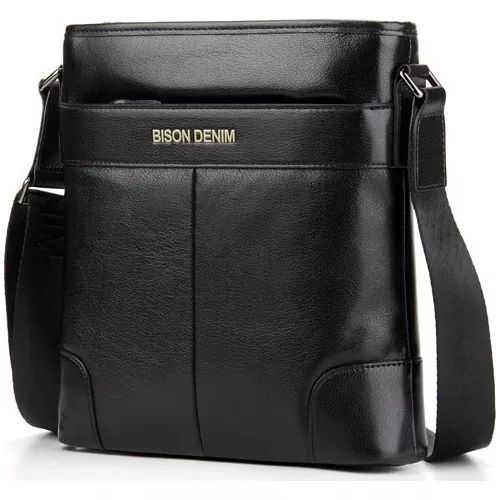 BOLSO BANDOLERA CUERO GENUINO LUJO BISON DENIM MOD CORNER - 1